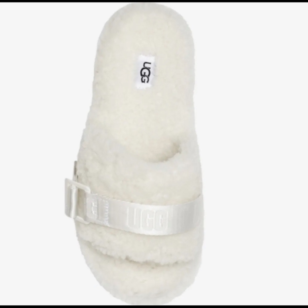 Giftable UGG Fluffita White Shearling Platform Sandal Slipper - Picture 6 of 14